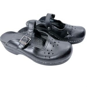 Dansko Women's Mary Jane Style Mules Black Size 7/38. Buckle Strap Slide In.